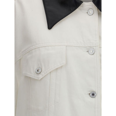 Denim Jacket With Leather Collar