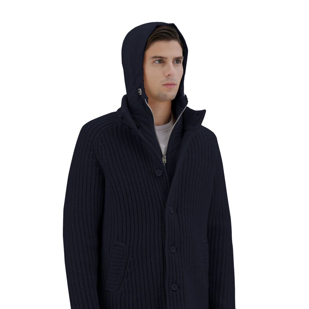 Blue Wool Men Bomber Jacket