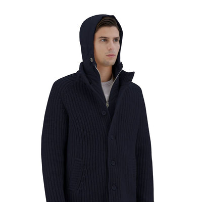 Blue Wool Men Bomber Jacket