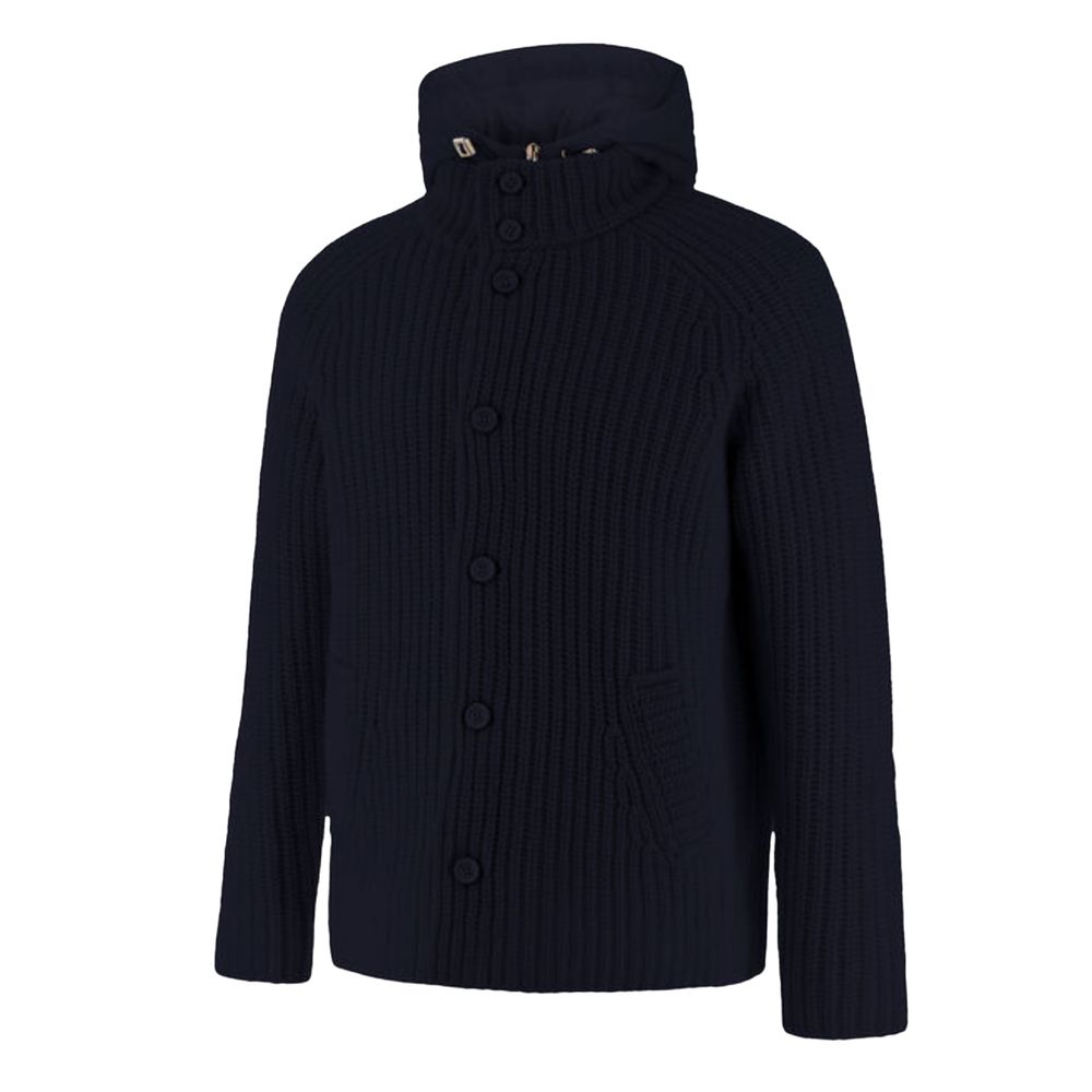 Blue Wool Men Bomber Jacket
