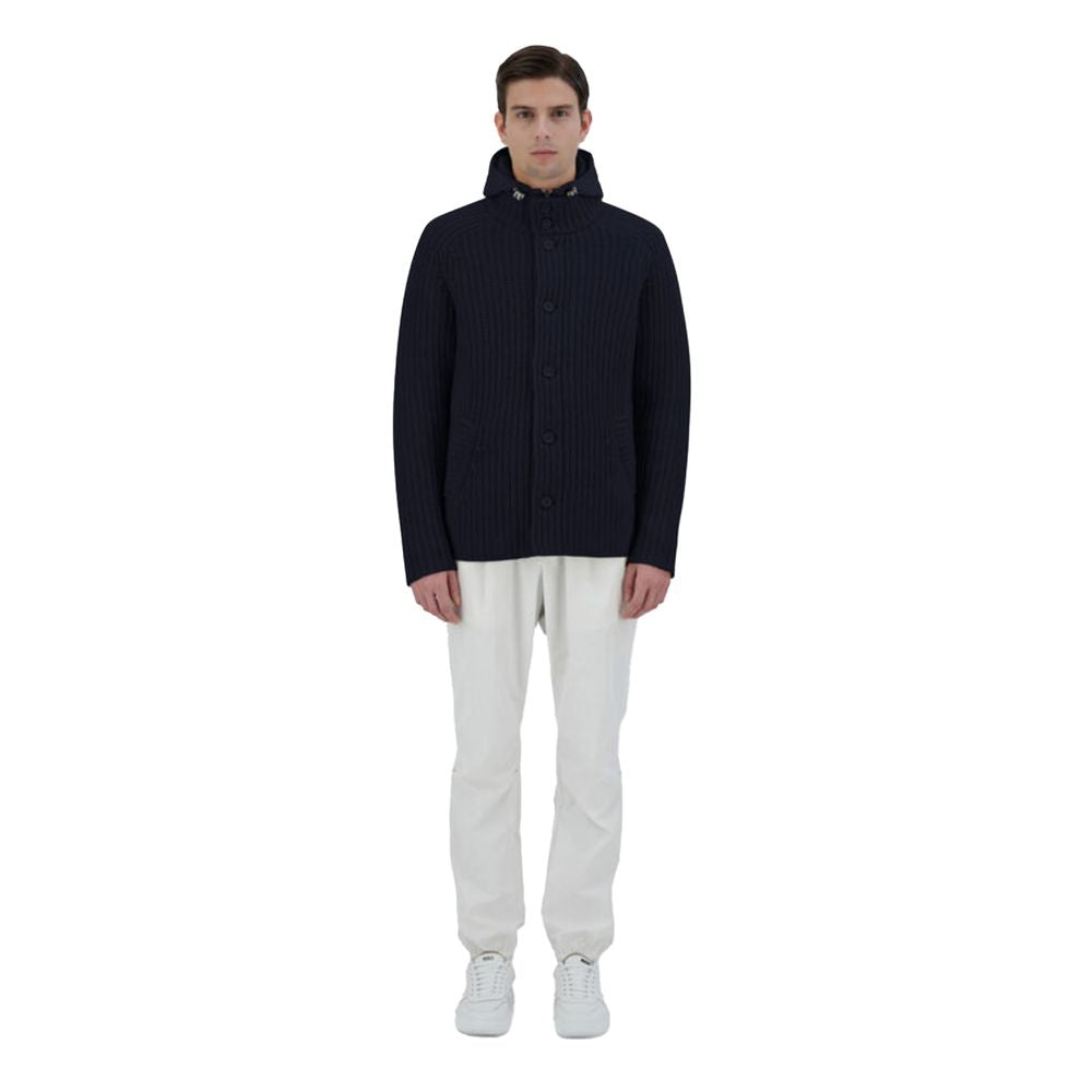 Blue Wool Men Bomber Jacket