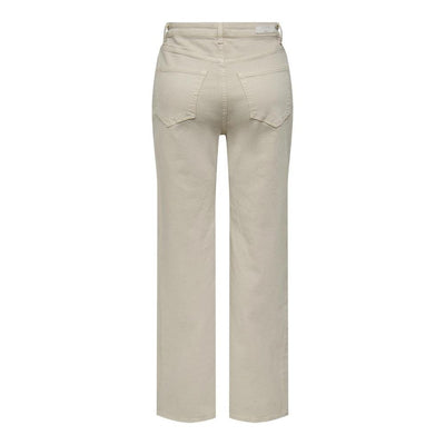 Beige Cotton Relaxed Fit Jean