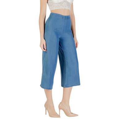 Blue Lyocell Cropped Pant