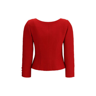 Short Jacket in Plain Wool Tweed